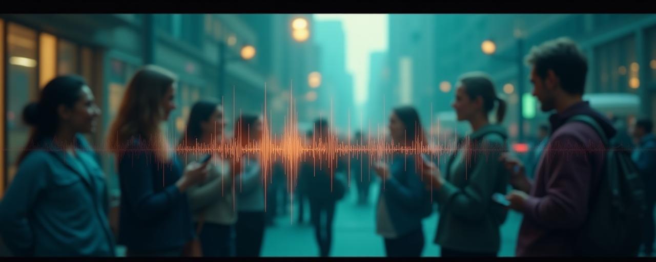 Pulseira sonora com pessoas ouvindo música em smartphones